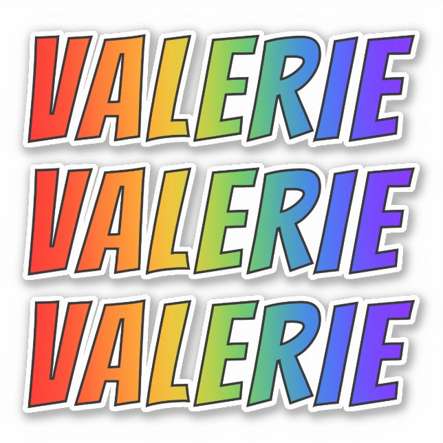 Vorname "VALERIE" mit/ Fun Rainbow Coloring Aufkleber (Vorderseite)