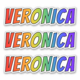 Vorname "Veronica" mit Spaß-Regenbogen-Farbton Aufkleber