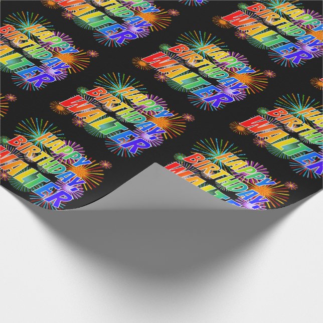 Vorname "WALTER", Spaß "GLÜCKLICHER GEBURTSTAG" Geschenkpapier (Ecke)