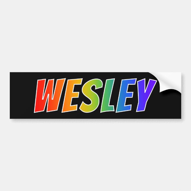 Vorname "WESLEY": Spaß-Regenbogen-Farbton Autoaufkleber (Vorne)