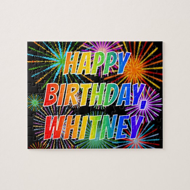Vorname "WHITNEY", Fun "HAPPY BIRTHDAY" (Horizontal)