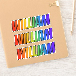 Vorname "WILLIAM" mit Spaß-Regenbogen-Farbton Aufkleber