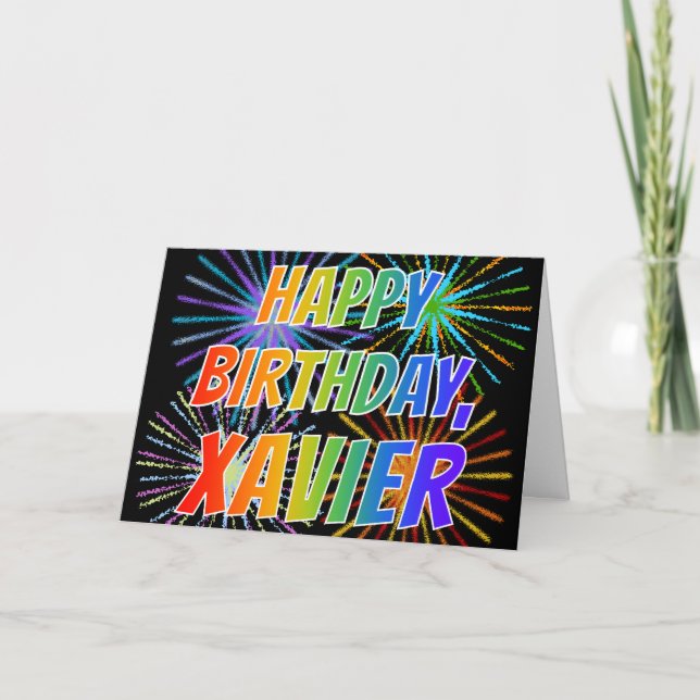Vorname "XAVIER" Spaß "GLÜCKLICHER GEBURTSTAG" Karte (Vorderseite)