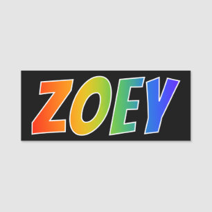 Vorname "ZOEY": Spaß-Regenbogen-Farbton Namensschild