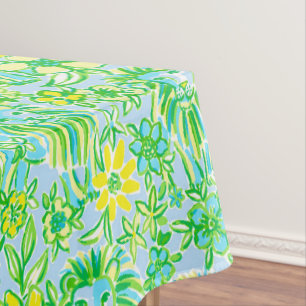 Vornehm gelber und grüner Löwe mit Blumen Küste Tischdecke