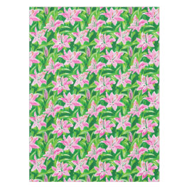 Vornehm Rosa Lilien Blumen Grün Chic Gartenparty Tischdecke