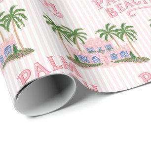 Vornehm-verspieltes Rosa und Grün Palm Beach Geschenkpapier