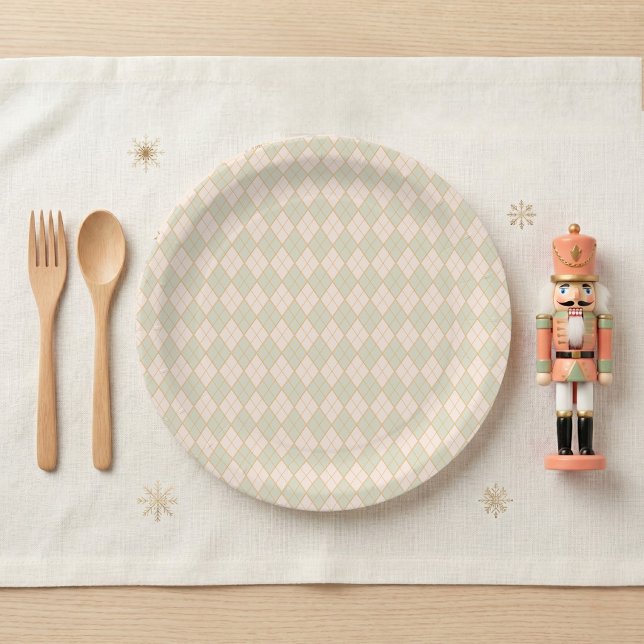 Vornehme Argyll-Weihnachtsfeier Pappteller (Preppy Argyle Winter Wonderland Christmas Party Paper Plate)