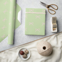 Vornehme Babygirl-Shower-Chic-grüne Schleifenmuste Geschenkpapier