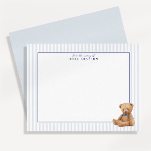 Vornehme blau gestreifte Teddybär-Nursery-Notizkar Ankündigung