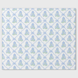 Vornehme Blaue Grüne Hortensien Geschenkpapier