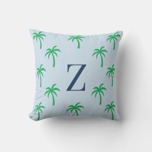 Vornehme blaue Palmbaum-Monogramm-Kissenhülle Kissen