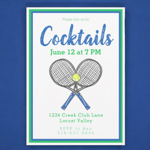 Vornehme Cocktailparty mit gekreuzten Tennis-Schlä Einladung