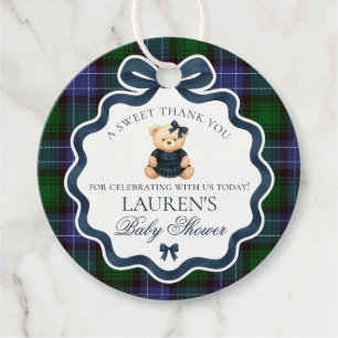 Vornehme Coquette-Bogen-Bär-Tartan-Baby-Party-Krei Geschenkanhänger