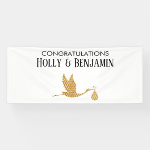 Vornehme falsche Gold-Storch Gratulations-Baby-Par Banner