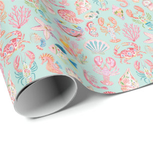Vornehme Florale Ozean-Meereswelt Geschenkpapier