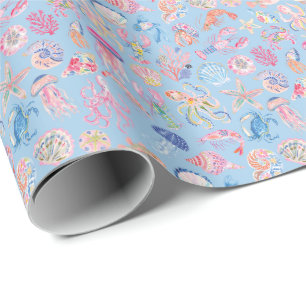 Vornehme Florale Ozean-Meereswelt Geschenkpapier