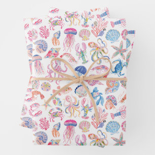 Vornehme Florale Ozean-Meereswelt Geschenkpapier Set