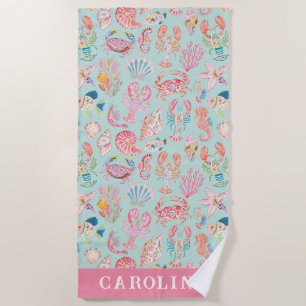 Vornehme Florale Ozean-Meereswelt Strandtuch