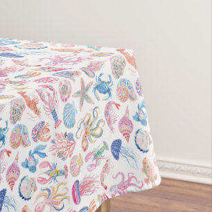 Vornehme Florale Ozean-Meereswelt Tischdecke