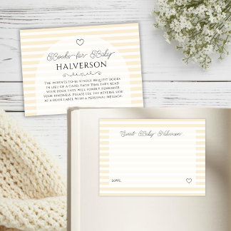 Vornehme gelbe Streifen Baby Shower Buchwunsch Begleitkarte