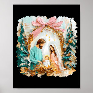 Vornehme gemalte christliche Weihnachtskrippe Gott Poster