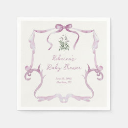 Vornehme Grandmillennial Rosa Mädchen-Baby-Party Serviette