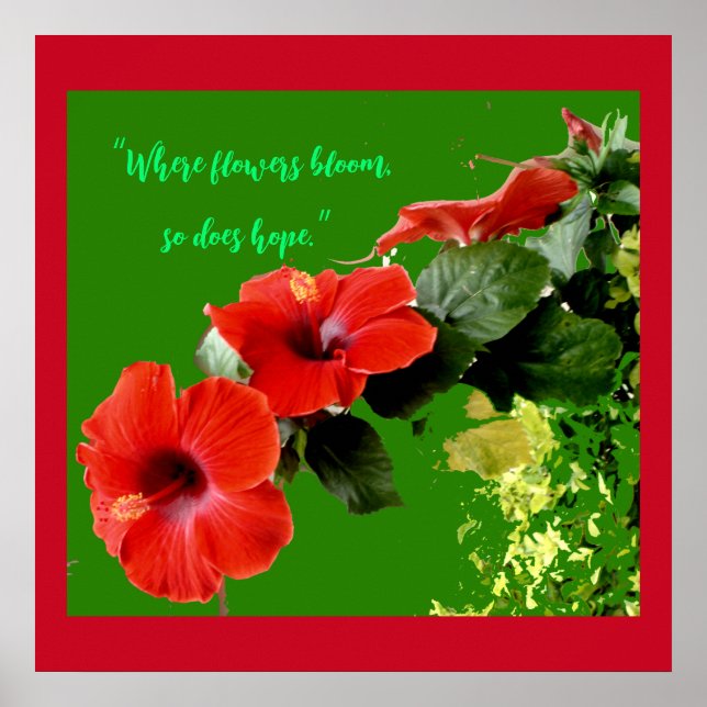 Vornehme Grödner für Red Hibisken Custom Blume Quo Poster (Vorne)