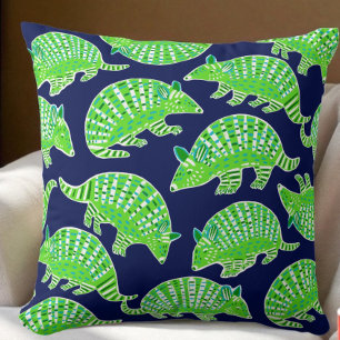 Vornehme Gürteltiere in Navy Blau Grün  Kissen