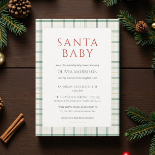 Vornehme Karo-Santa-Baby-Party Einladung