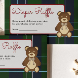 Vornehme Karo-Teddybär-Windel-Raffel-Baby-Party Begleitkarte