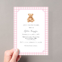 Vornehme klassische Teddybär-Baby-Party-Acryleinla Acryleinladungen