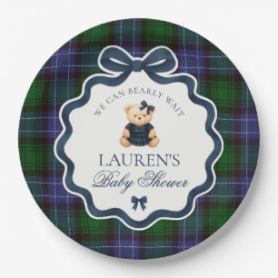 Vornehme Koketten-Bär-Tartan-Baby-Party Pappteller