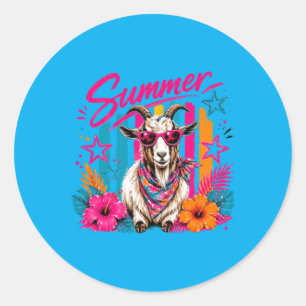 Vornehme Küstenziege Sommer Gestreift Retro Grafik Runder Aufkleber