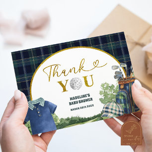Vornehme Luxus-Golf-Baby-Shower-Dankeskarten Begleitkarte