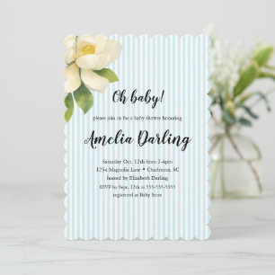 Vornehme Magnolien-Blumenstreifen-Baby-Party Einladung