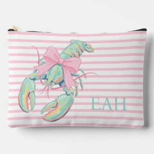 Vornehme Pastell-Wasserfarbe-Hummer-Monogramm Zubehörtasche
