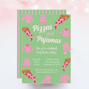 Vornehme Pizza und Pyjama-Junggesellinnenabschied  Einladung