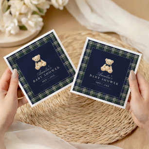 Vornehme Polo-Tartan-Teddybär-Jungen-Baby-Party Serviette