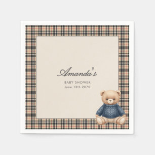 Vornehme Polo-Teddybär-Luxus-Baby-Shower-Beige Serviette