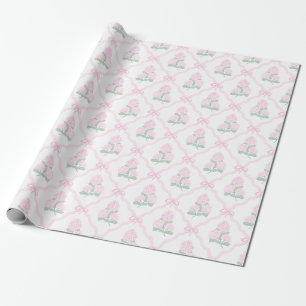 Vornehme rosa Hortensie mit rosa Bogen-Gitter Geschenkpapier