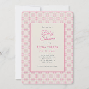 Vornehme rosa karierte Babyparty-Einladung Einladung