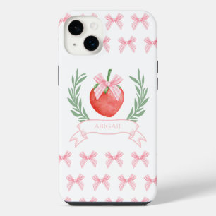Vornehme rosa karierte Schleifen personalisiert iPhone 14 Plus Hülle