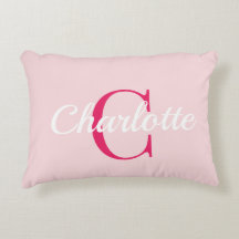 Vornehme rosa Monogramm-Name-Schlafsaal-Kissen