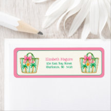 Vornehme rosa und grüne Palm-Beach-Taschen