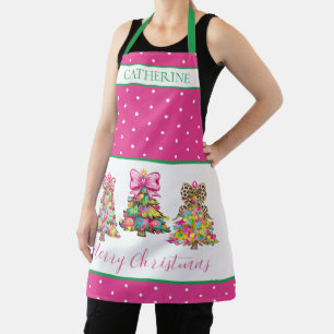 Vornehme rosa und grüne Weihnachtsbäume Schürze