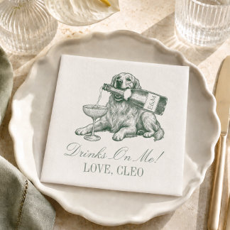 Vornehme Sage-Grün-Golden-Retriever-Hochzeit Serviette