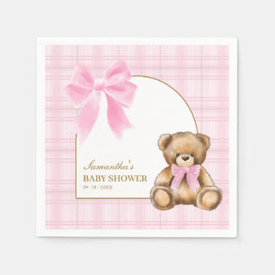 Vornehme Teddybär-Baby-Shower-Servietten in rosa K Serviette
