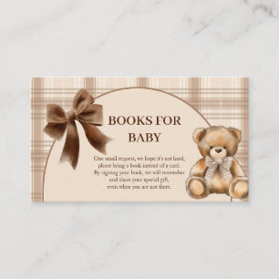 Vornehme Teddybär-Beige-Karo-Bücher-für-Baby-Karte Begleitkarte