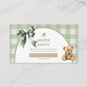 Vornehme Teddybär-Sage-Grün-Karode-Windel-Raffel Begleitkarte